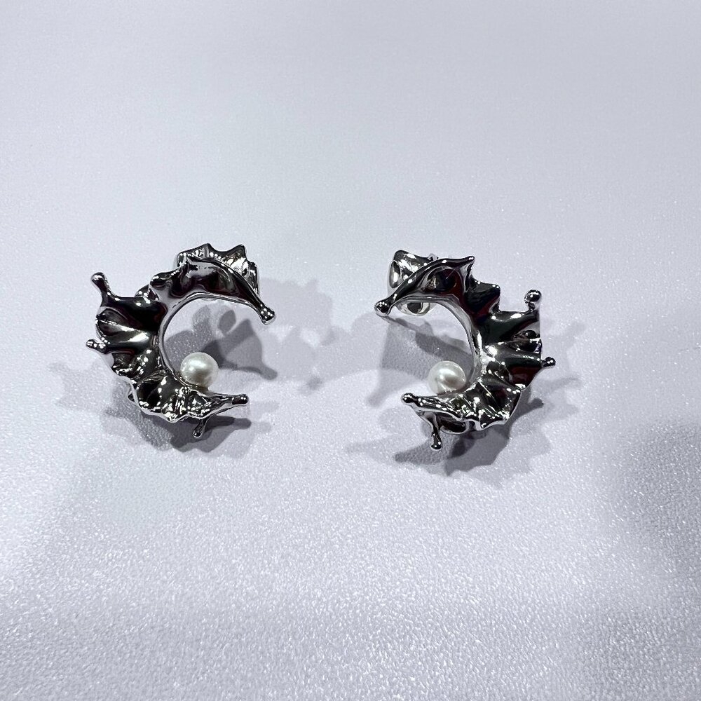 Waving Moon 925 Silver Earrings